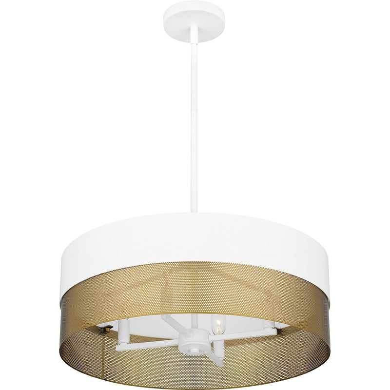 Quoizel Alani 4 Light Pendant, Matte White/Metal