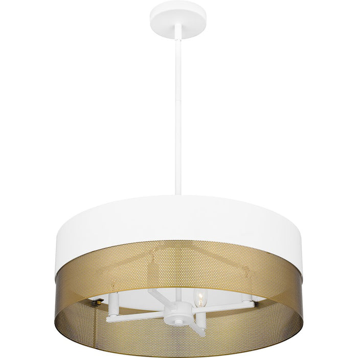 Quoizel Alani 4 Light Pendant, Matte White/Metal