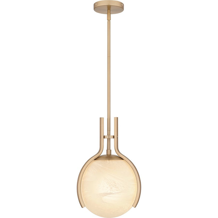 Quoizel Orbit 1 Light Pendant, Bronze Gold/Alabaster Glass - QP6741BGD