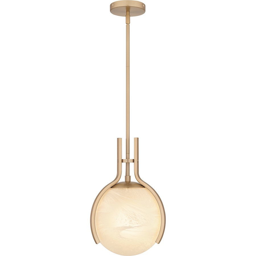 Quoizel Orbit 1 Light Pendant, Bronze Gold/Alabaster Glass - QP6741BGD