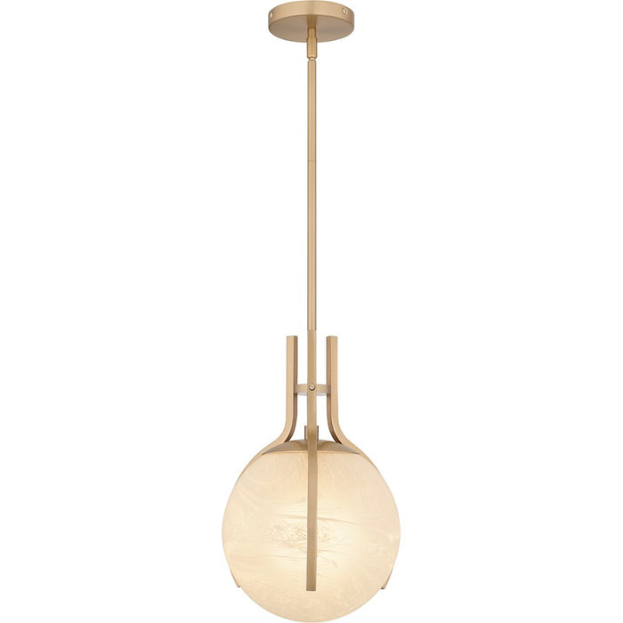 Quoizel Orbit 1 Light Pendant, Bronze Gold/Alabaster Glass