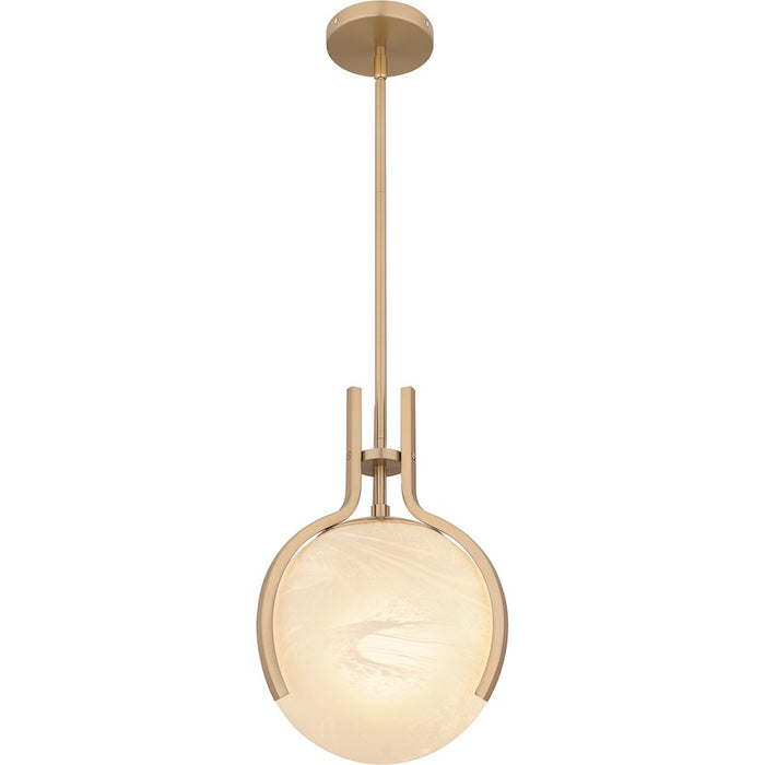 Quoizel Orbit 1 Light Pendant, Bronze Gold/Alabaster Glass