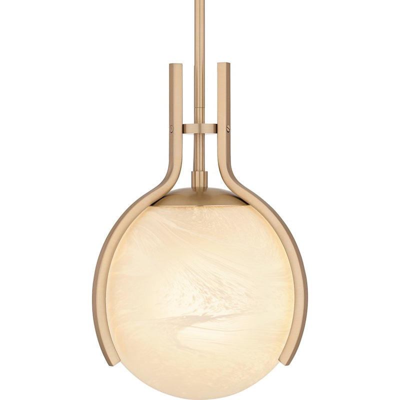Quoizel Orbit 1 Light Pendant, Bronze Gold/Alabaster Glass