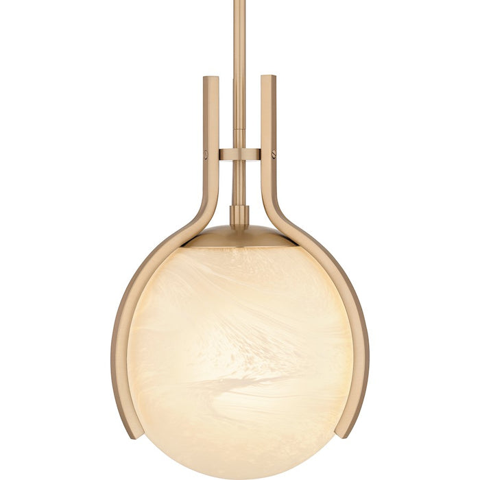 Quoizel Orbit 1 Light Pendant, Bronze Gold/Alabaster Glass