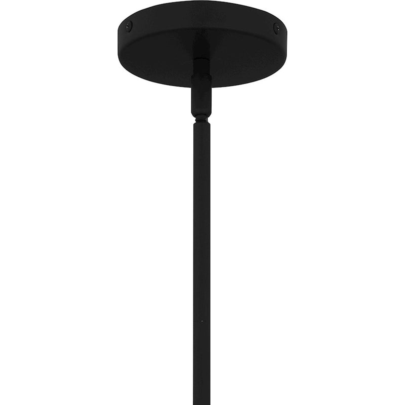 Quoizel Orbit 1 Light Pendant, Matte Black/Alabaster Glass