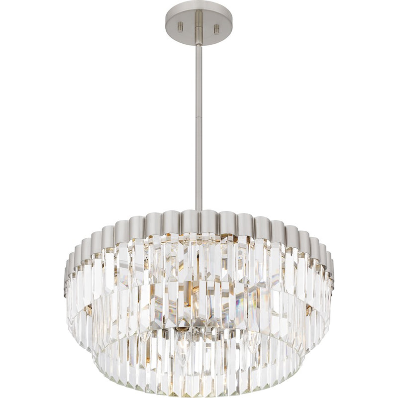 Quoizel Starlight 4 Light Pendant, Brushed Nickel/Clear Crystal Glass