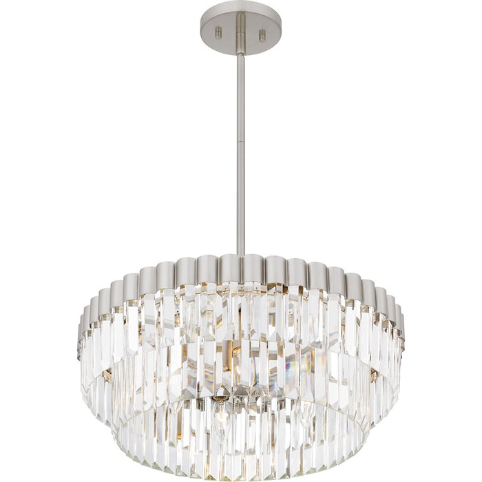 Quoizel Starlight 4 Light Pendant, Brushed Nickel/Clear Crystal Glass