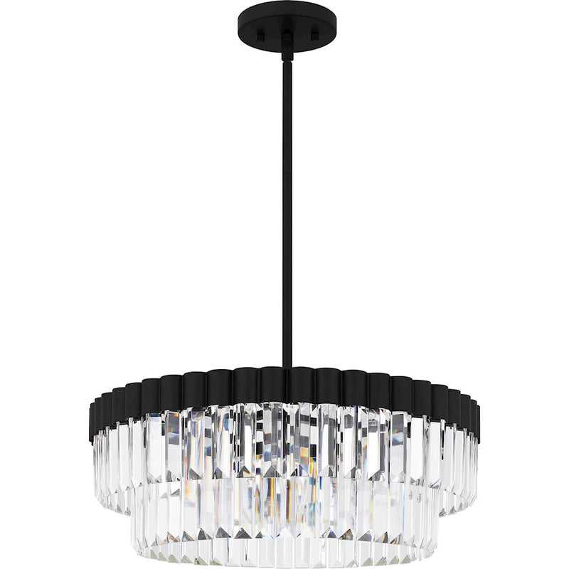 Quoizel Starlight 4 Light Pendant, Matte Black/Clear Crystal Glass