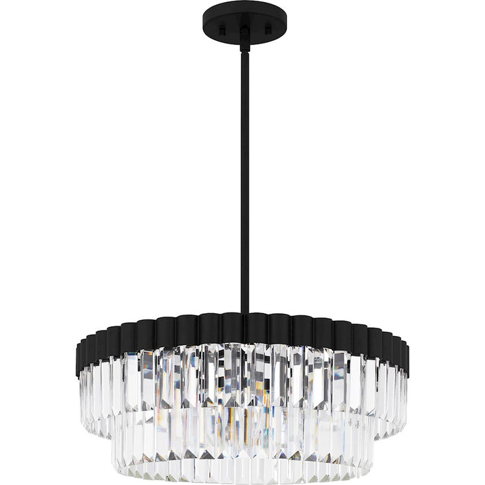 Quoizel Starlight 4 Light Pendant, Matte Black/Clear Crystal Glass