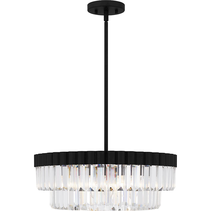 Quoizel Starlight 4 Light Pendant, Matte Black/Clear Crystal Glass