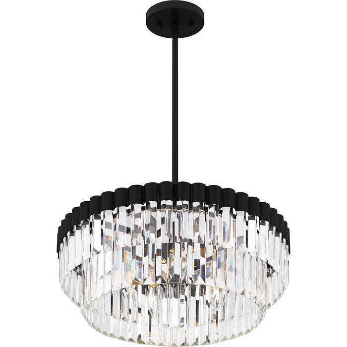 Quoizel Starlight 4 Light Pendant, Matte Black/Clear Crystal Glass