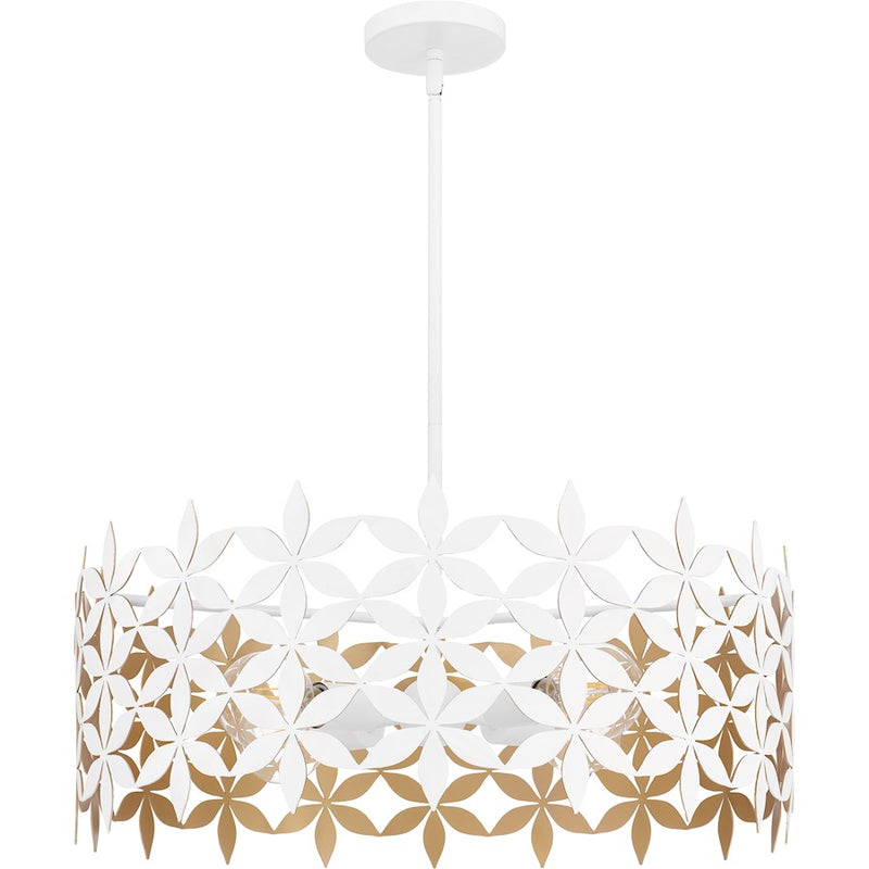 Quoizel Piper 4 Light Pendant, Matte White/Metal