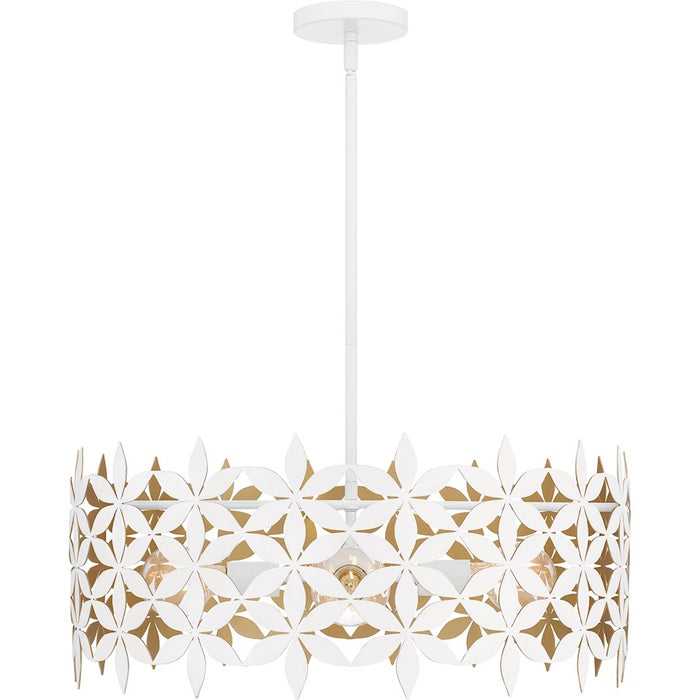 Quoizel Piper 4 Light Pendant, Matte White/Metal