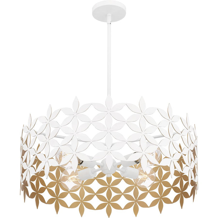 Quoizel Piper 4 Light Pendant, Matte White/Metal