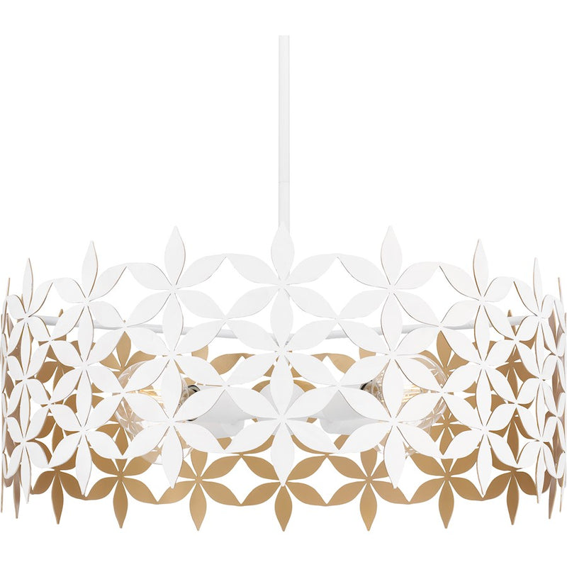 Quoizel Piper 4 Light Pendant, Matte White/Metal