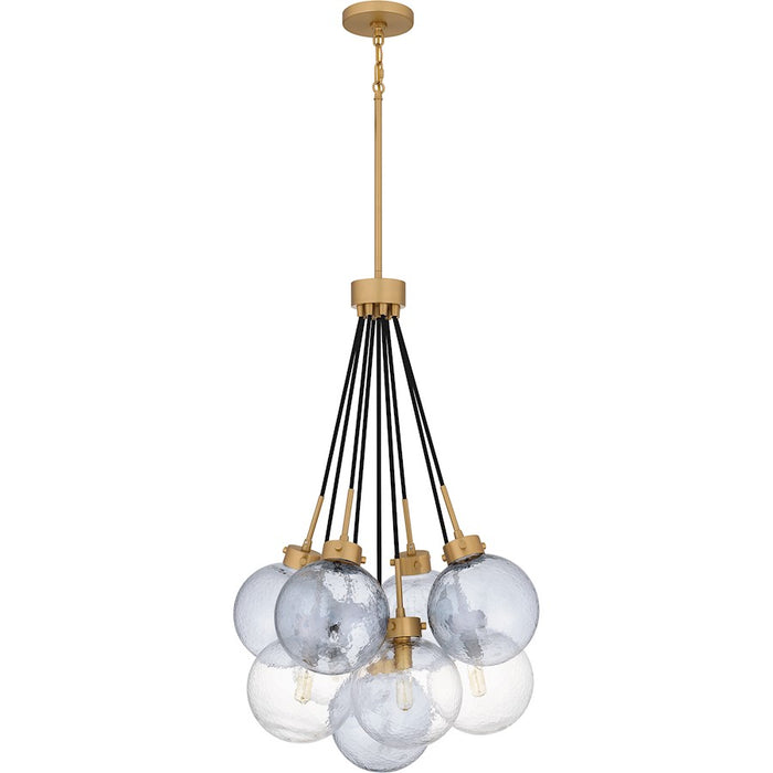 Quoizel Soiree 4 Light Pendant, Brass/Glacial/Smoke Glacial