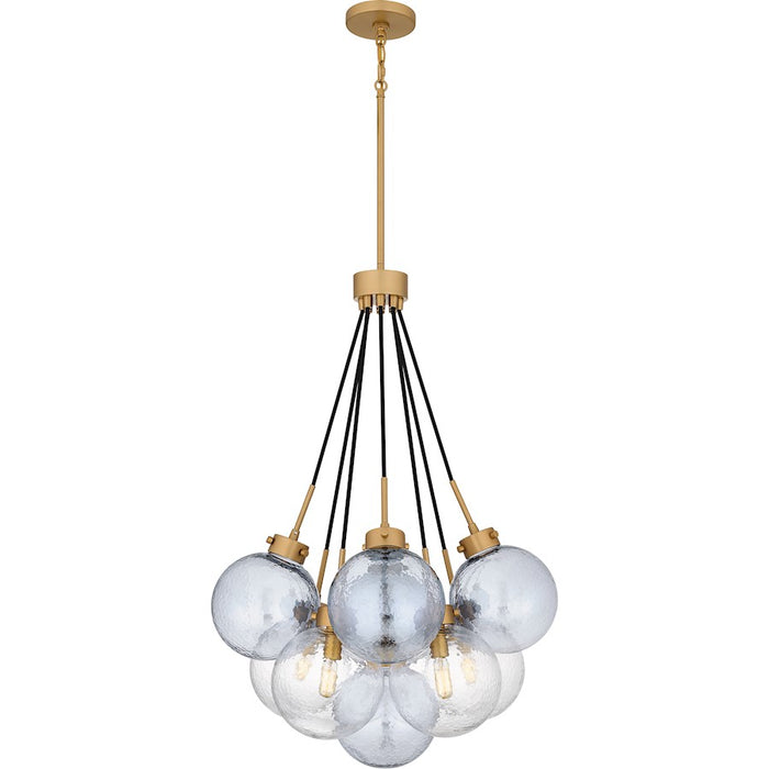 Quoizel Soiree 4 Light Pendant, Brass/Glacial/Smoke Glacial