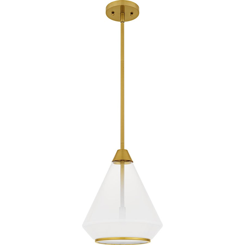 Quoizel Haze 1Light Mini Pendant, Brushed Gold/Clear Ombre Glass