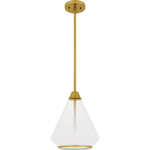 Quoizel Haze 1Light Mini Pendant, Brushed Gold/Clear Ombre Glass