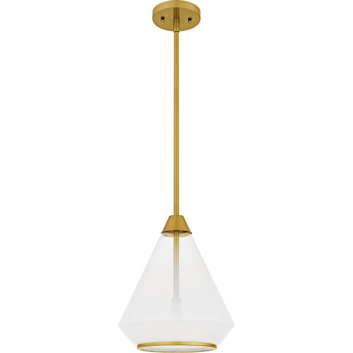 Quoizel Haze 1Light Mini Pendant, Brushed Gold/Clear Ombre Glass