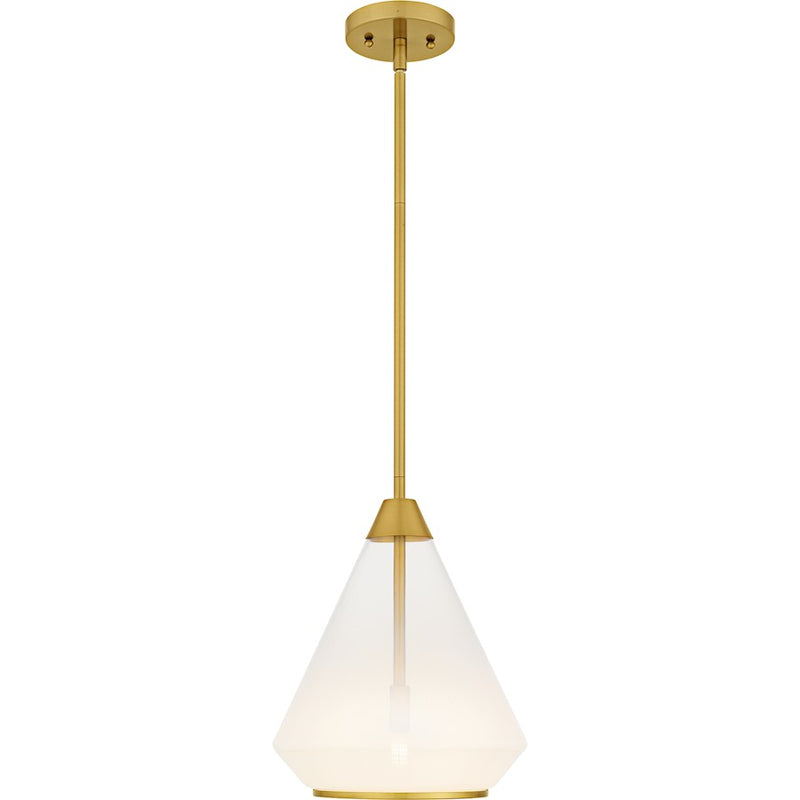 Quoizel Haze 1Light Mini Pendant, Brushed Gold/Clear Ombre Glass