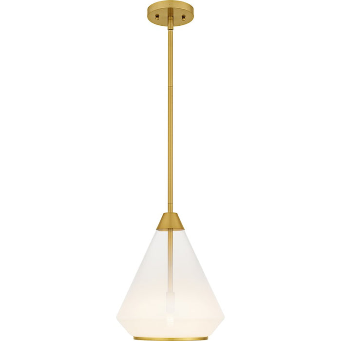 Quoizel Haze 1Light Mini Pendant, Brushed Gold/Clear Ombre Glass