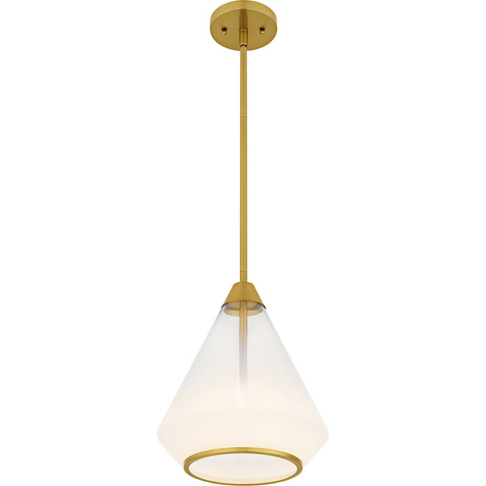 Quoizel Haze 1Light Mini Pendant, Brushed Gold/Clear Ombre Glass