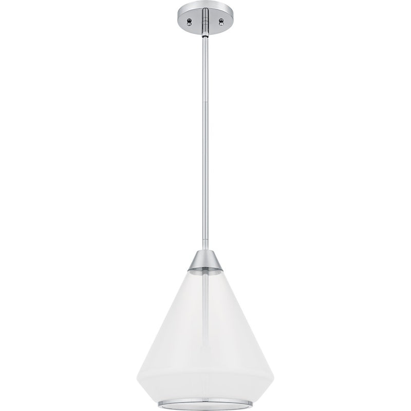 Quoizel Haze 1Light Mini Pendant, Polished Chrome/Clear Ombre Glass