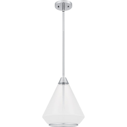 Quoizel Haze 1Light Mini Pendant, Polished Chrome/Clear Ombre Glass