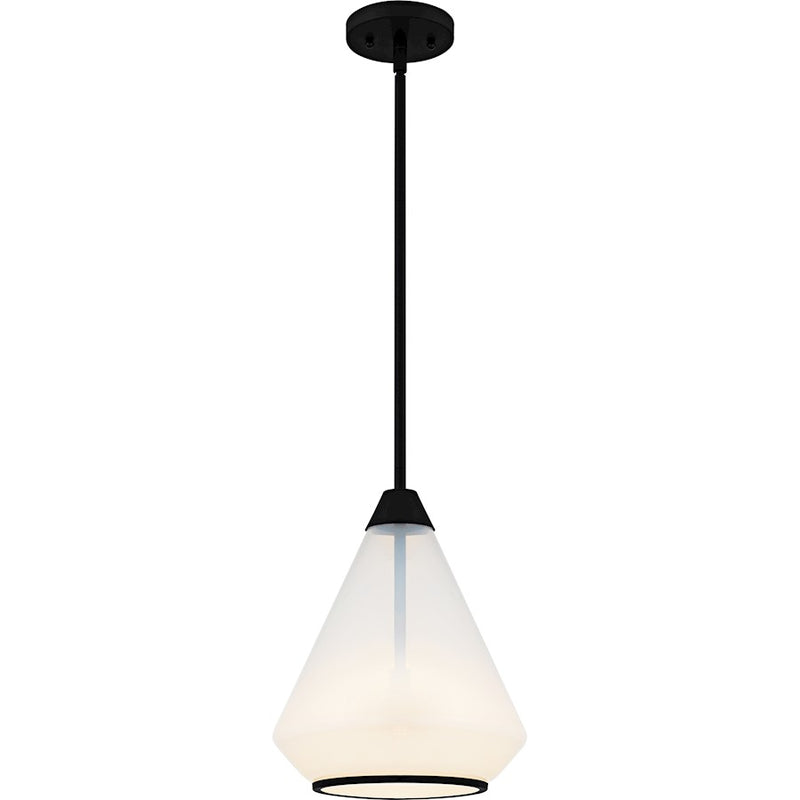 Quoizel Haze 1Light Mini Pendant, Matte Black/Clear Ombre Glass - QP6750MBK