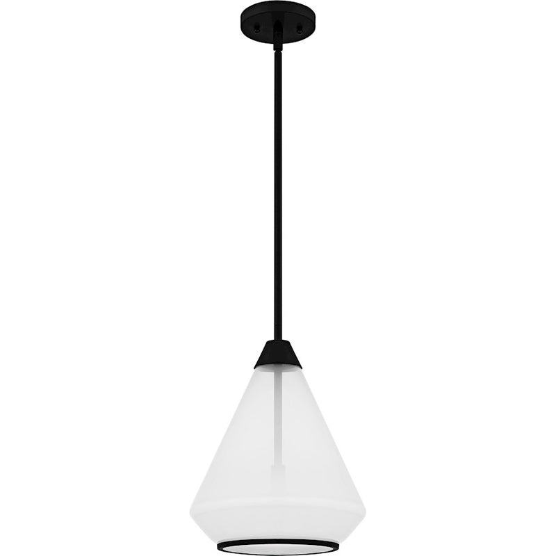 Quoizel Haze 1Light Mini Pendant, Matte Black/Clear Ombre Glass