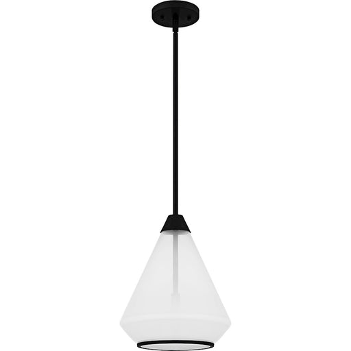 Quoizel Haze 1Light Mini Pendant, Matte Black/Clear Ombre Glass