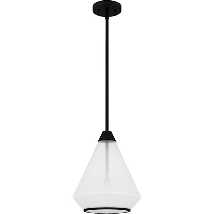 Quoizel Haze 1Light Mini Pendant, Matte Black/Clear Ombre Glass