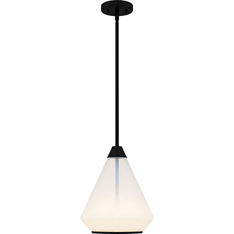Quoizel Haze 1Light Mini Pendant, Matte Black/Clear Ombre Glass