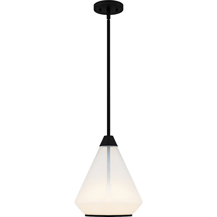 Quoizel Haze 1Light Mini Pendant, Matte Black/Clear Ombre Glass