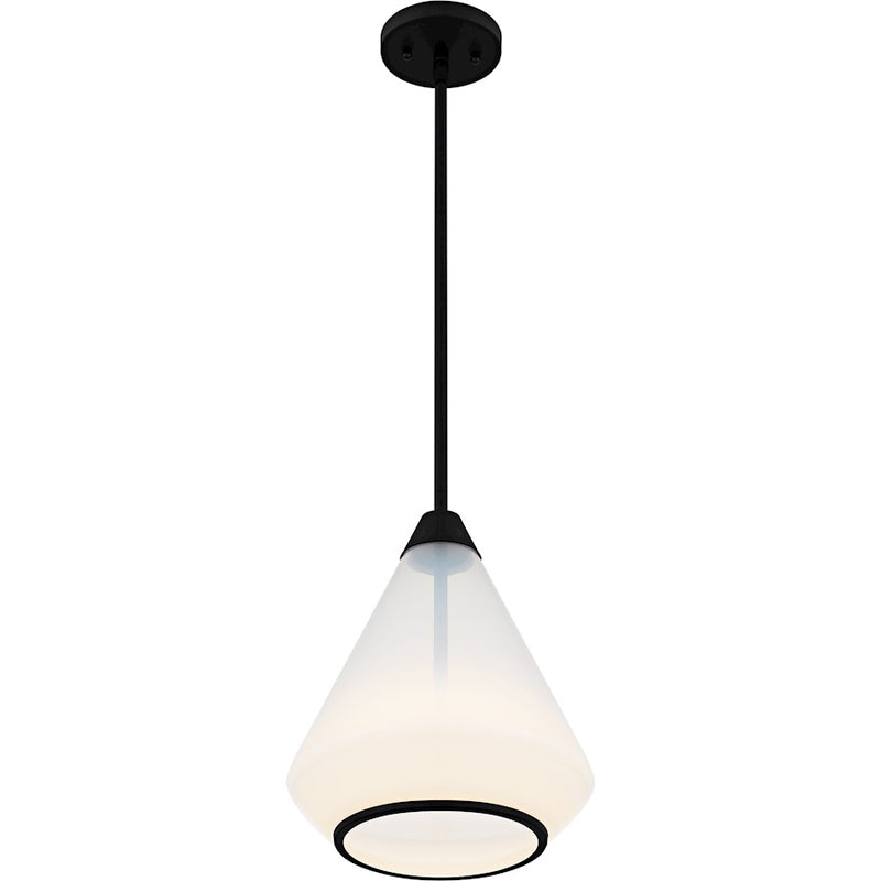 Quoizel Haze 1Light Mini Pendant, Matte Black/Clear Ombre Glass