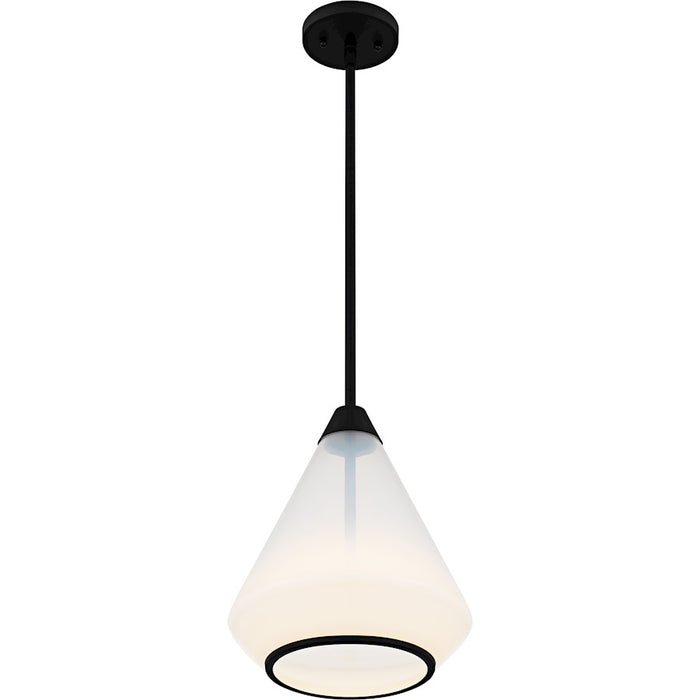 Quoizel Haze 1Light Mini Pendant, Matte Black/Clear Ombre Glass