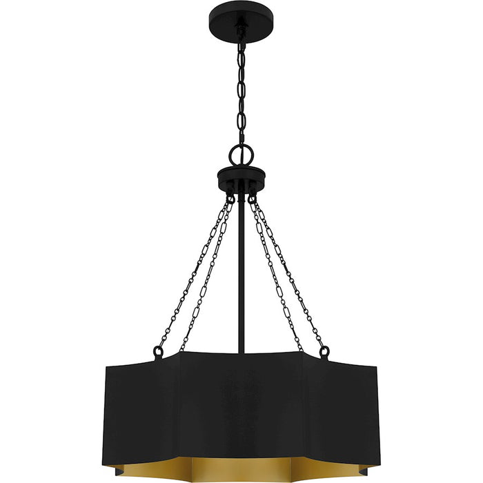 Quoizel Zyler 4 Light Pendant, Matte Black/Metal