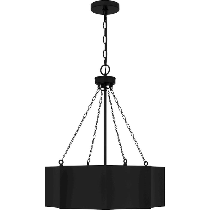 Quoizel Zyler 4 Light Pendant, Matte Black/Metal