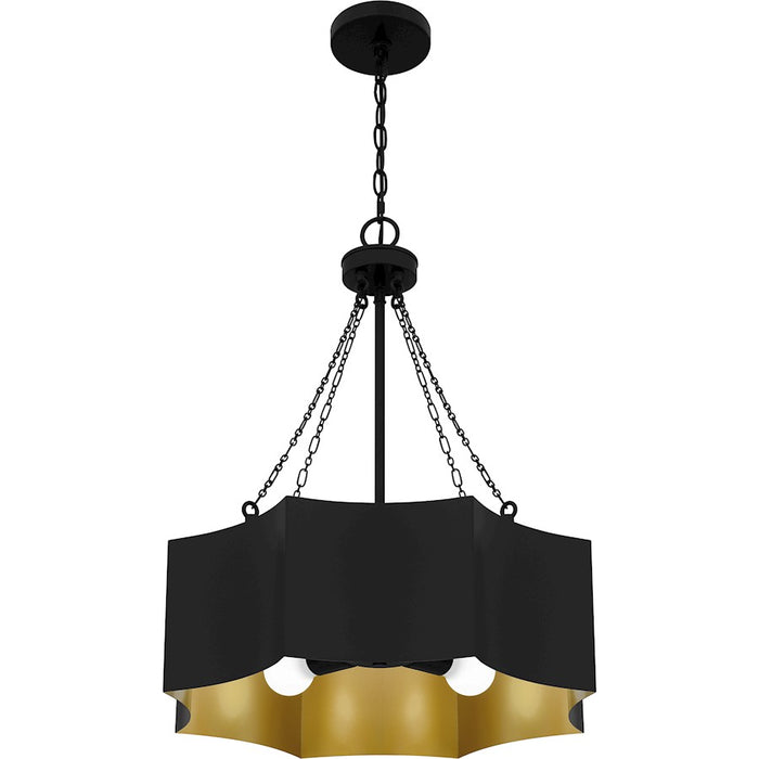 Quoizel Zyler 4 Light Pendant, Matte Black/Metal