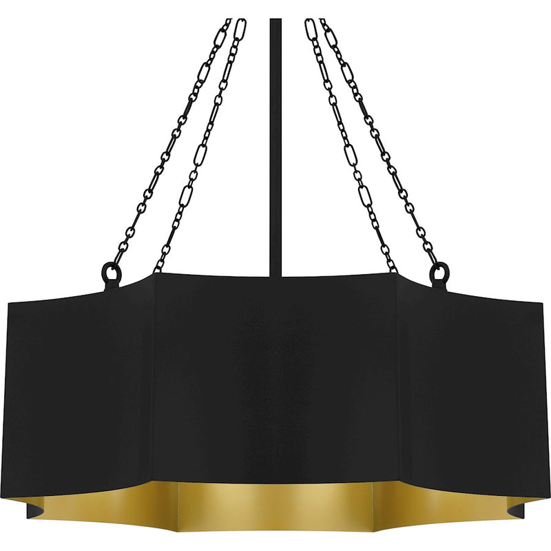 Quoizel Zyler 4 Light Pendant, Matte Black/Metal