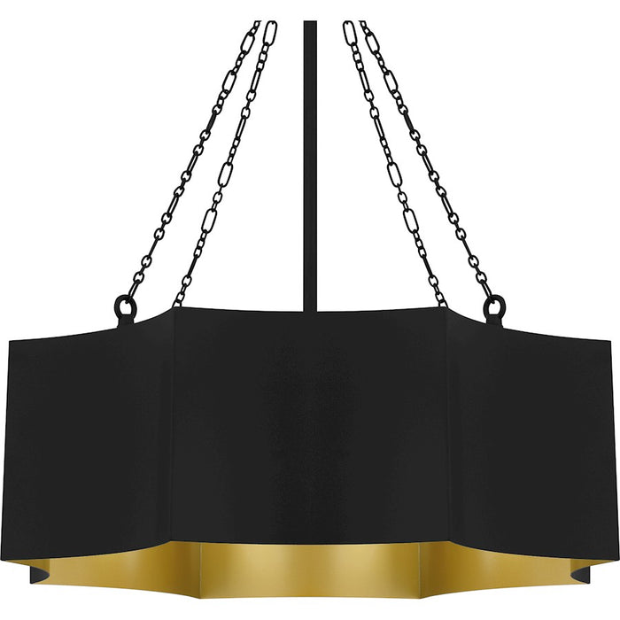 Quoizel Zyler 4 Light Pendant, Matte Black/Metal