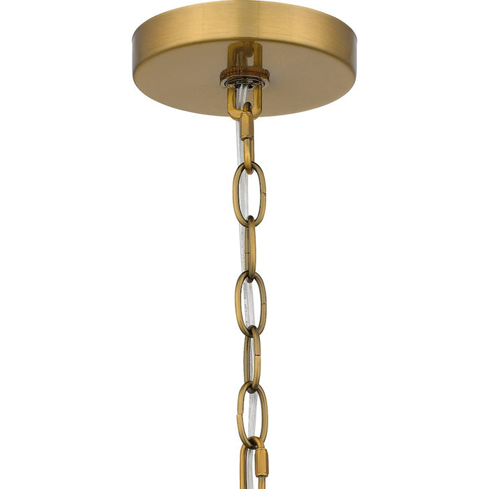 Quoizel Malia 4 Light Pendant, Brushed Gold/White Linen Fabric