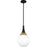 Quoizel Arlo 1 Light Pendant, Matte Black/Clear Opal Glass - QP6758MBK