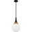 Quoizel Arlo 1 Light Pendant, Matte Black/Clear Opal Glass