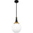 Quoizel Arlo 1 Light Pendant, Matte Black/Clear Opal Glass