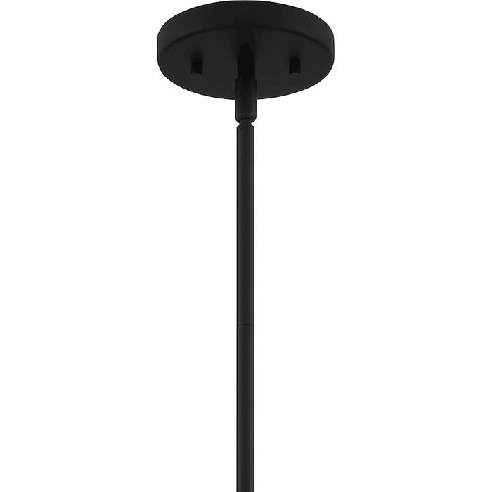 Quoizel Arlo 1 Light Pendant, Matte Black/Clear Opal Glass