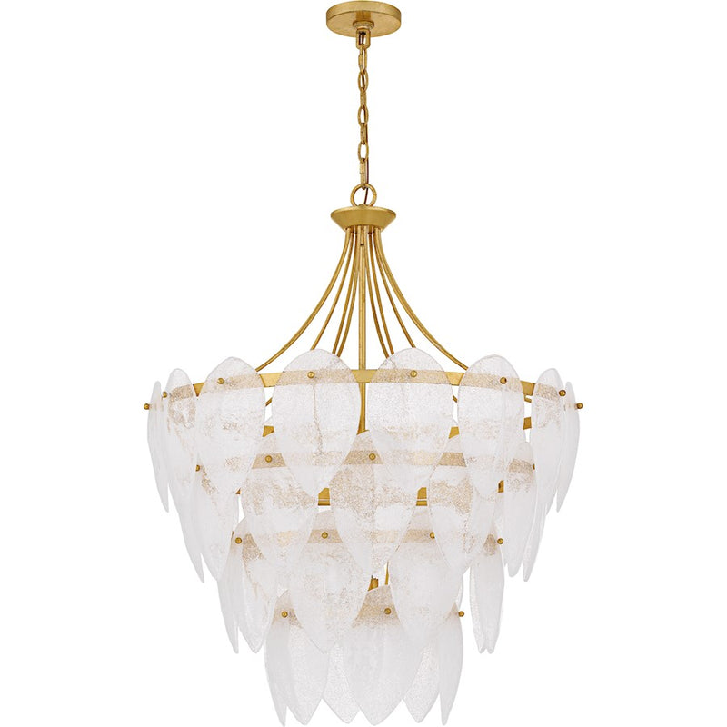 Quoizel Lilestone 7Light Pendant, Gold Leaf/Clear Seedy Glass