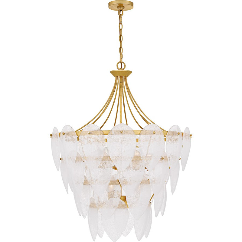 Quoizel Lilestone 7Light Pendant, Gold Leaf/Clear Seedy Glass