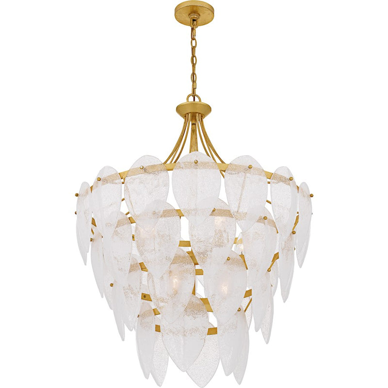 Quoizel Lilestone 7Light Pendant, Gold Leaf/Clear Seedy Glass